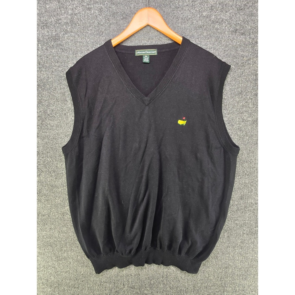 Masters Collection Mens Pima Cotton V-Neck Sweater Vest Black XXL Logo Golf